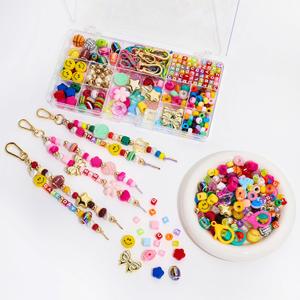 304PCS Beads Keychain Making Kit , Acrylic Colorful Letter Star Smile Bow Football Baseball DIY Supplies Crafts Key Chain Bag Charm Accessoriess Jewerly Making Kit for Girls Boys Kids Women
