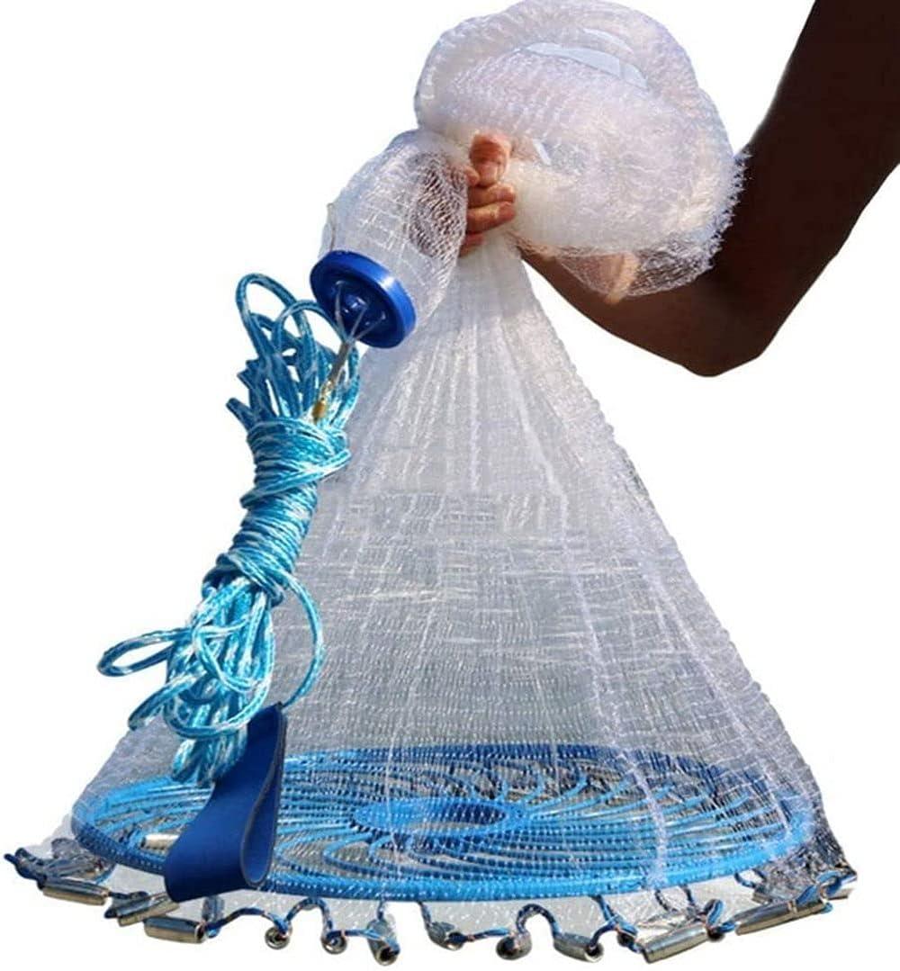 Lawaia Throw Net Saltwater Fishing Cast Net Casting Nets Throw Hand Fishing Net Monofilament Size 4FT/ 5FT/ 6FT/ 7FT/ 8FT/ 9FT/ 10FT/ 11FT/ 12FT Radius