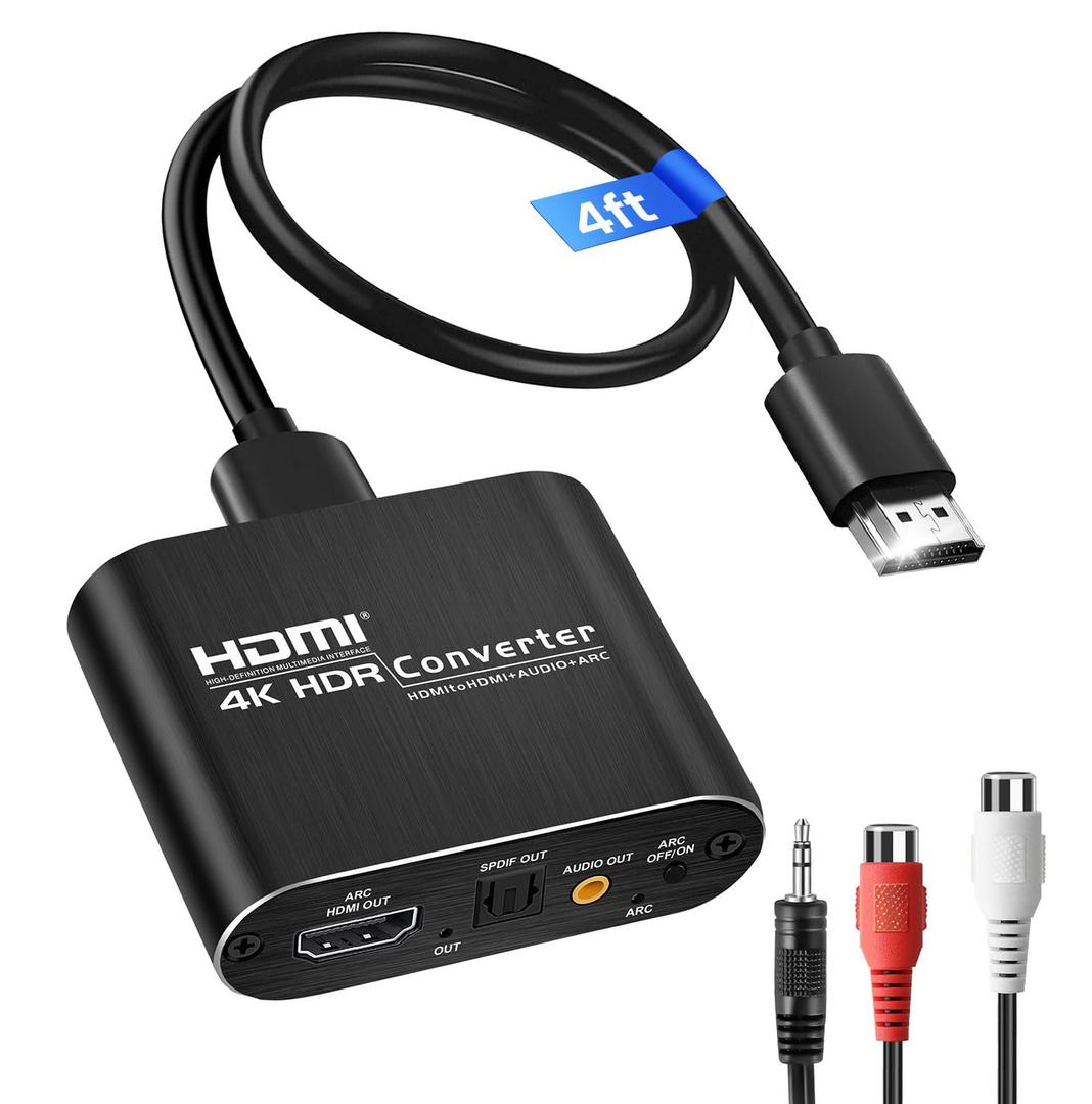 avedio Links HDMI ARC Audio Extractor Converter 4K@60Hz, HDMI to Optical Toslink SPDIF + 3.5mm AUX Jack Stereo Audio Adapter Converter Splitter Inserter Embedder Support HDCP2.2 Digital PCM DTS 5.1