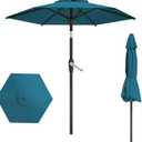 7.5FT Patio Umbrella Table Market Umbrella w/Tilt and Crank Heavy-Duty Round Outdoor Umbrellas for Garden, Deck, Backyard, Pool and Beach
