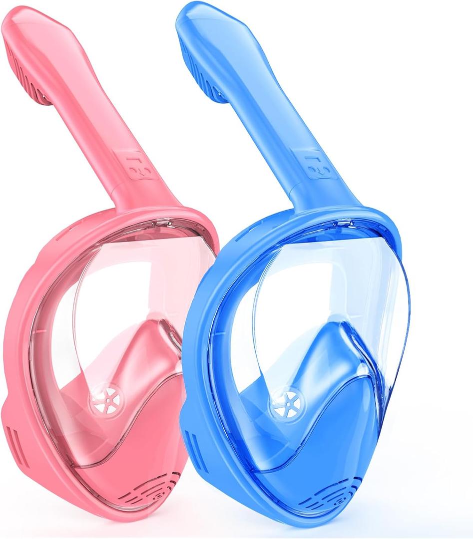 Kids Snorkel Mask Full Face, Snorkeling Gear for Kids with Camera Mount, 180 Degree Panoramic View Snorkeling Set Anti-Fog Anti-Leak