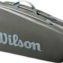 WILSON Tour Tennis Racket Bag - Dark Green and Stone Grey, 6 Pack