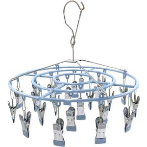 HSJH Stainless Steel Clothe Drying Rack Laundry Drip Hanger 24 Clip Metal Clothespins Round Underwear Lingerie Sock Hat Boot Large Heavy Duty Portable Indoor Outdoor Baby Wet and Dry Dryer (24 Round)