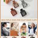 AWAYTR Flat Hair Clips For Women Lay Flat Claw Clip for Hair 4Pcs Large Square Hair Claw Clips (Yellow Leopard + Black White Leopard + Black + Tortoise Shell)