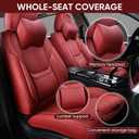 KIDYACWST Auto Car Seat Covers Accessories Full Set Leather Cushion Protector Breathable Waterproof Seat Cover for Cars Universal Fit (Wine, Front Pair and Rear)