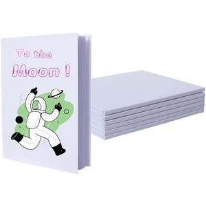 6 Count Blank Hardcover Books for Kids to Write Stories 7x10 inch Hardcover Blank Books Sketchbooks Journal - Blank Unlined Page Make Your Own Book for DIY, Classroom (18 Sheets / 36 Pages, White)