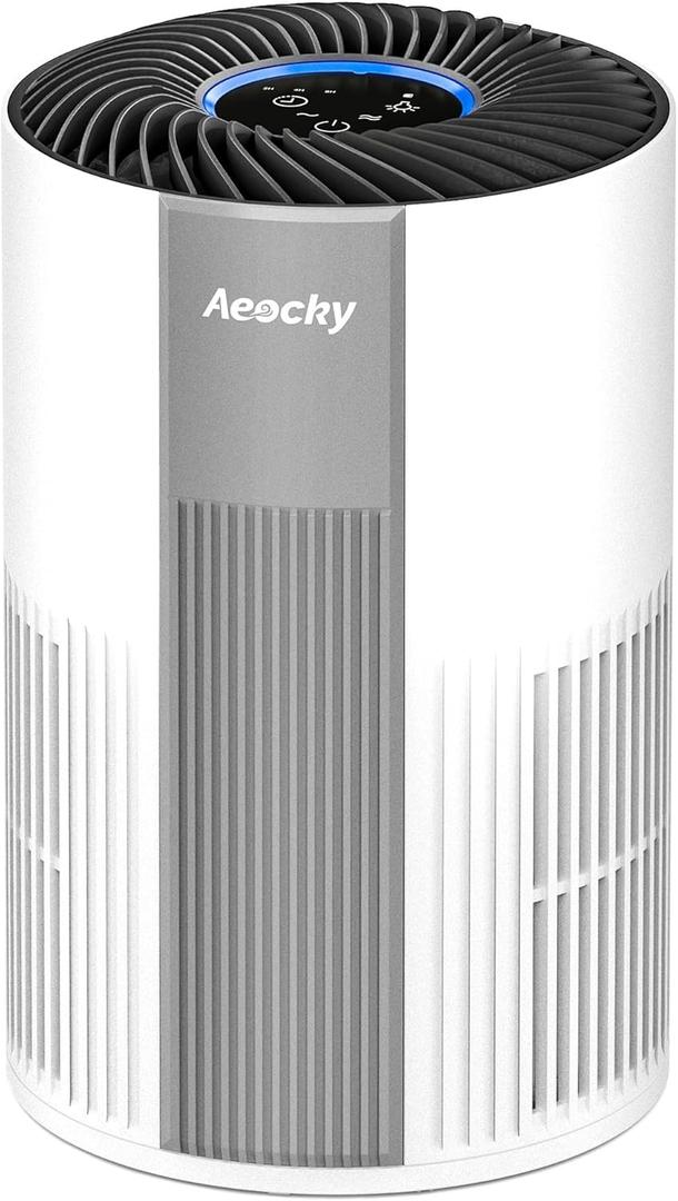 With YearChange 5-in-1 Washable Filter, AEOCKY Air Purifier for Home Bedroom Dorm, Portable Air Cleaner, Quiet as Pink Noise, Aroma Box, for Pollen Smoke Dust Pet Dander Odor Office Desktop (White)