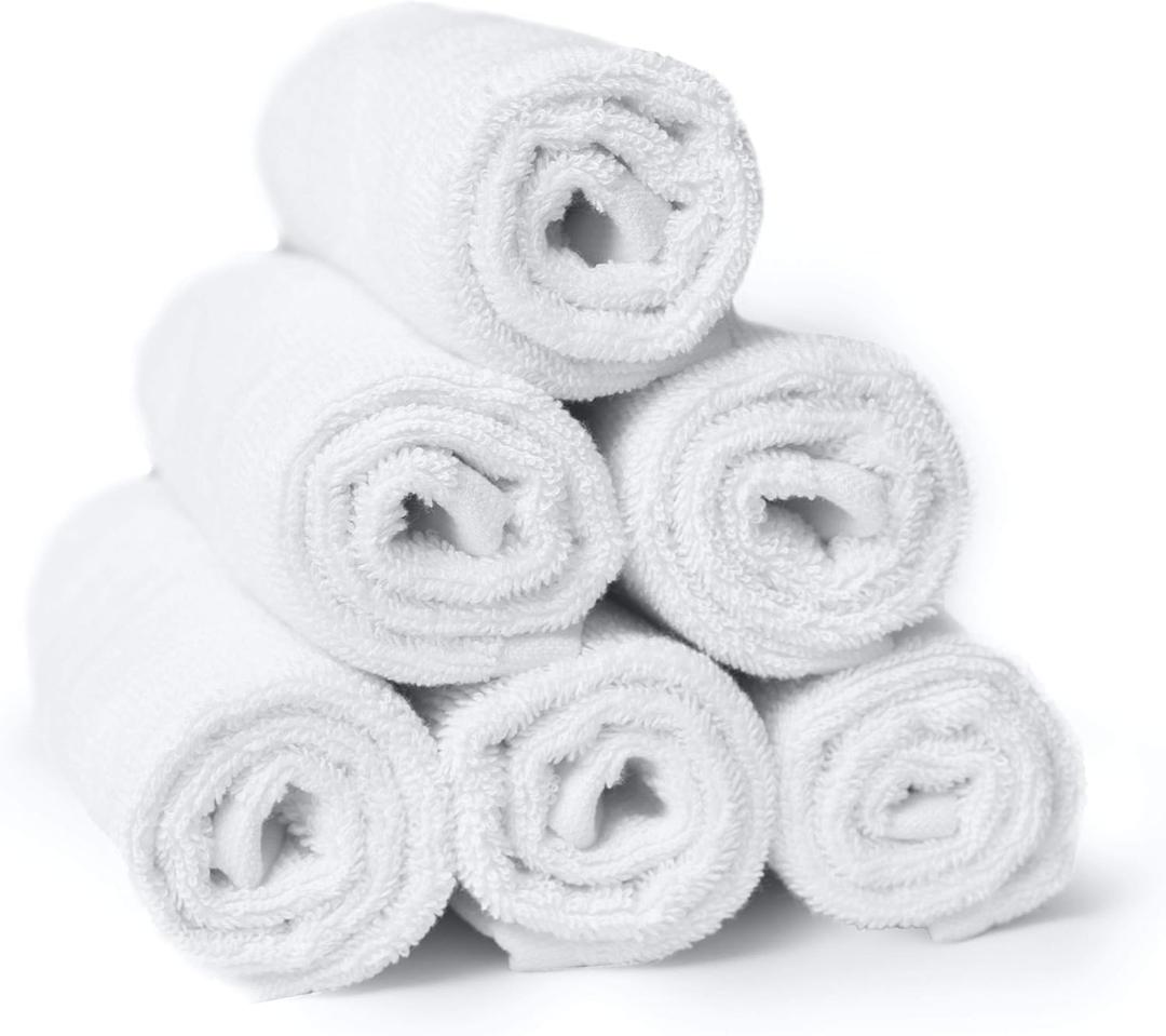 RosenSoft Oversized Wash Clothes-16x14 in Extra Large Wash Cloths for Body and Face, Hand Gym Spa- Fingertip Towels for Bathroom, Bath Towel Set (White, 6)