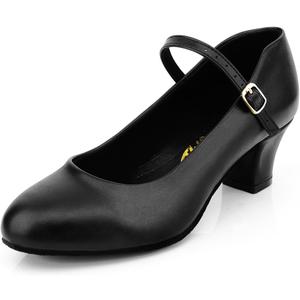 Womens Black Latin Salsa Character Shoes Ballroom Dance Heels Prom Wedding Shoes Dress Pump (8.5)