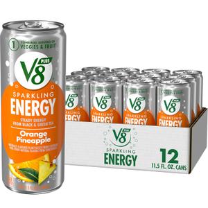 V8 +Energy Sparkling Orange Pineapple Juice Energy Drink, 11.5 fl oz Can (12 Pack), Best By: 06/06/2025 V8 +Energy Sparkling Orange Pineapple Juice Energy Drink, 11.5 fl oz Can (12 Pack), Best By: 06/06/2025