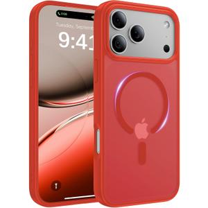 Magnetic for iPhone 17 Pro Max Case, [Anti-Slip] [Military-Grade Drop Protection] [Camera Protection] Skin-Friendly Slim Matte Shockproof Protective Case for iPhone 17 Pro Max, Red