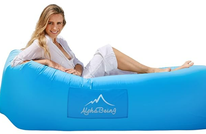 AlphaBeing Inflatable Lounger Air Sofa, Portable Inflatable Couch Mesh Hollow Air Hammock Anti Leakage Air Chair for Outdoor Camping Beach Traveling