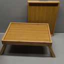 Fibogollo 2 Pack Bamboo Bed Tray Table with Folding Legs, Breakfast Trays, Serving Tray for Food and Snack, Laptop Trays for Working(Natural)