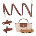 BBKON 2Sets Shoulder Strap for Longchamp Bag Women, Purse Organizer, No-Punch Length Adjustable Leather Replacement Strap (1.2CM Beige)