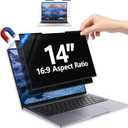 2Pack Magnetic 14 Inch Laptop Privacy Screen 16:9 Aspect Ratio, Removable Anti-Blue/Glare Protector Film, Anti Spy Desktop Security Private Filter 14in