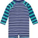 uideazone Baby Toddler Boys Zipper Rash Guard Swimsuit UPF 50+ One Piece Beach Swimwear Bathing Suits 3-36 Months (Blue)