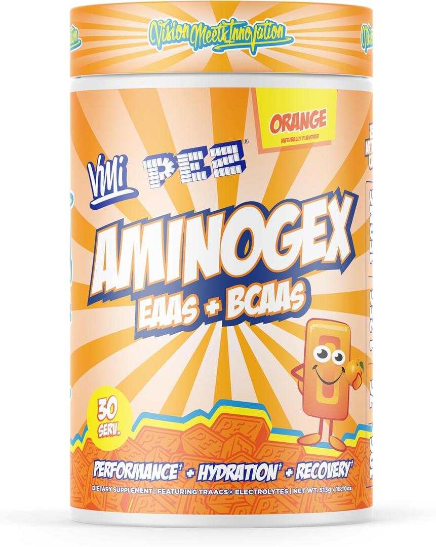 VMI Sports Aminogex Ultra | EAA + BCAA Powder | Amino Acid + Hydration Recovery Drink with Electrolytes, Betaine and Glutamine | (30 Servings) (PEZ Orange), EXP 06/27