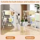 Drying Rack Clothing, 3-Tier Clothes Drying Rack Foldable, Antirust Laundry Drying Rack Collapsible Use for Indoor & Outdoor, 11.8" D x 34.6" W x 35.4" H, White