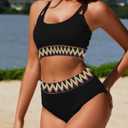 Women's High Waisted Ribbed Bikini Set Two Piece Crop Top High Cut Swimsuit Criss Cross Back Bathing Suit (Pink, S)