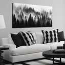 Foggy Forest Canvas Wall Art for Office Natural Landscape Wall Decor for Living Room Large Wall Art Bedroom Wrapped Canvas Ready to Hang 24 x 48 Inch