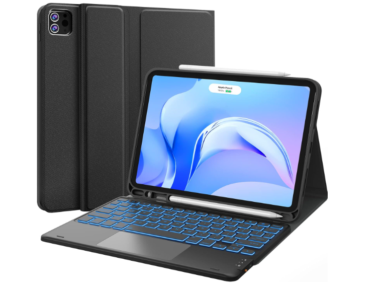 CHESONA for iPad Air 11 Inch Case with Keyboard M3/M2 (2025/2024), 7Color Backlight, MultiTouch Trackpad, 2 Wireless Channels, for iPad Pro 11 (4th/3rd/2nd/1st Gen) & iPad Air 5th & 4th Gen, Black