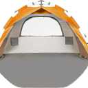 Beach Tent Pop Up Beach Sun Shade Tent with UPF 50+ UV Protection, Removable Floor Zippered Privacy & Ventilation Sun Shelter Family 3 to 4 Person (Orange)