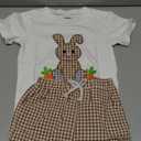 Toddler Baby Boy Easter Outfit Embroidered Bunny/Carrot T-shirt Top+Striped Pants 2PC Clothes, Size 3-4Y