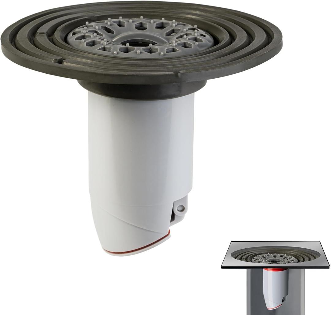 Odor-Proof Shower Drain Plug - Backflow Preventer with Magnetic Closure Valve, Hair Catcher, and Silicone Reducer Ring, Fits 1.9''-3.9'' ID Drains, Sewers, and Pipes