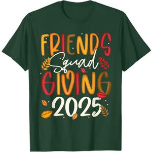 Friends Squad Giving 2025 Autumn Fall Thankful Thanksgiving T-Shirt Size M