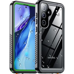 Temdan Designed for Samsung Galaxy S25 Plus Case Waterproof, Built-in Lens & Screen Protector Military Shockproof Dropproof IP68 Underwater Full Body Phone Case for Galaxy S25 Plus 6.7"-Green (2025) (Green/Clear)