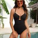 Blooming Jelly Womens One Piece Swimsuit Slimming Tummy Control Bathing Suit Shapewear Full Coverage Swim Suits (Black, M)
