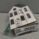 Retisee 1 Set Christmas Gingerbread House Decorations Foldable Christmas Gingerbread House with LED Light and 2 Pcs Tree Xmas Village Home Cabinet Decor Gift for Party(Neutral Houses,Black,White)