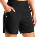 G Gradual Women's 3"/5'' High Waisted Swim Board Shorts with Pockets Liner Quick Dry Swimsuit Bottoms Bathing Suit for Women (Black, XS)