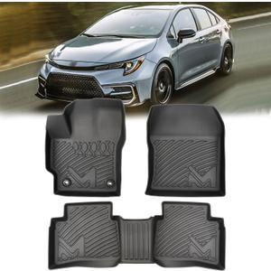 TPE Automotive Floor Mats Custom for 2020-2025 Toyota Corolla(Include Hybrid Exclude Hatchback), All Weather Cover Protection Waterproof Black Floor Liner Front & Rear Row Full Set Car Mats, 3PCS