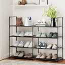 FIDUCIAL HOME 4 Tiers Shoe Rack Organizer 16-20 Pairs Stackable Shoe Storage Shelf Durable for Closet Entryway, Black