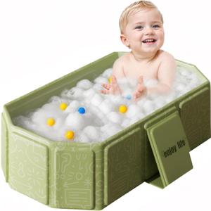 Portable Bathtub - Collapsible Bath Tub Non-Slip Base Cat Dog Wash Shower Basin Foldable Bathtub for Small Spaces Green