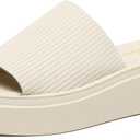 Athlefit Women's Slip On Platform Sandals Comfortable Open Toe Summer Platform Slide Sandals (6, Beige)