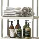 4 Tier White Plastic and Metal Freestanding Shelf Bathroom Organizer, Shelving Unit Storage Rack Organizer for Home, Garage, Basement, Shed and Laundry Room