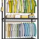 FUTASSI P3 Plus Rolling Clothes Rack, Clothing Racks for Hanging Clothes, Heavy Duty Garment Rack with Wheels, Freestanding Portable Closet Rack 45" W x 14" D x 78.5" H, Max Load 480 LBS, Black