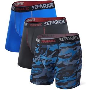 Separatec Mens Underwear with Pouch for balls Anti Chafing Underwear Men Athletic Sport Performance Long Boxer Briefs 3 Pack Large