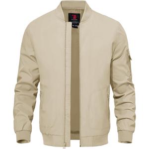 TBMPOY Men's Lightweight Bomber Jackets Light Windbreaker Casual Stylish Fall Golf Zip Up Dress Business Varsity (4X-Large, A1-light Khaki)