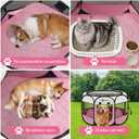 Siedihit Pink Playpen for Large Dog Cat, Dogs Tent Crate Cage Indoor/Outdoor, Portable Pop Up Dog Kennel with Carrying Bag for Rabbits, Removable Top (Pink with Pad, Large)