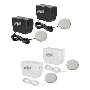 DEWENWILS 2 Packs Black Touch Dimmer Switch with 2 Packs White Touch Dimmer Switch, Touch Pad Control with 3 Levels of Dimming, Dimmable LED/CFL Lights, and Incandescent Bulbs, 8 ft Extension Cord