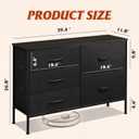 WLIVE Dresser for Bedroom with 5 Drawers, Wide Bedroom Dressers with Drawer Organizers, Chest of Drawers, Fabric Dresser for Living Room, Closet, Hallway, Charcoal Black, Large