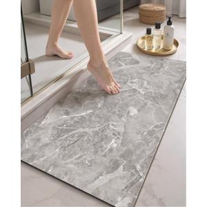 Color&Geometry Ultra Thin Bathroom Rugs Non Slip,Absorbent Quick Dry Bath Mats for Bathroom,Thin Bath Rugs Washable with Rubber Backing Fit Under Door Outside Shower,Gray Marble,24"x36"