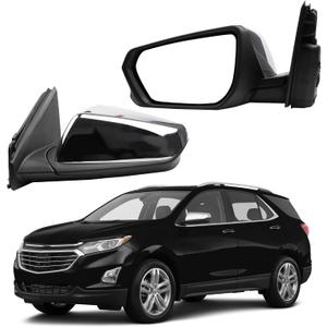 Dasbecan Driver Side Mirror Compatible With 2018-2023 Chevy Equinox GMC Terrain Left Mirror with Heated Glass/Power Glass/Manual Folding Replace# GM1320560 Chrome Cover (5pin)