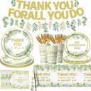 We Appreciate You Decorations - Sage Green Thank You Party Plates,Napkins,Banner Spring Eucalyptus Thank You for All You Do Table Decoration for Employee Teacher Graduation Appreciation Party