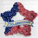 4th of July Wreath Patriotic Decorations for Front Door - 19 inch Burlap Star Wreath, Red White and Blue Hanging for Independence Day 2026 Decor - Memorial Day USA 250th Anniversary Fourth of July