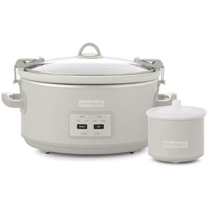 Crock-Pot 7 Quart Cook and Carry Slow Cooker with Touch Control, 4 Pre Programmed Settings, Removable Stoneware, and Locking Lid, Mushroom