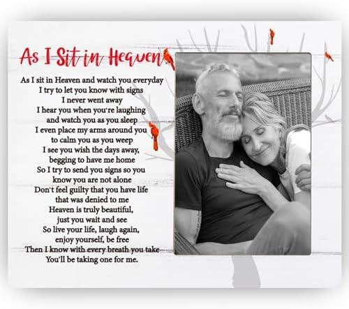 CAIFZ As I Sit in Heaven Memorial Picture Frame Gift for Loss of Loved One, Gift for Sympathy Wooden Photo Frame, 4x6 inch Photo, 2 Pack